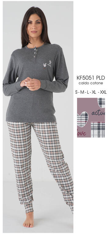 ART. KF5051 PLD- pigiama donna m/l interlock kf5051 pld - Fratelli Parenti